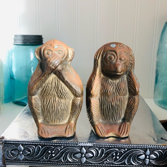 Vintage > Three Wise Monkeys Pair Speak No Evil Hear No Evil Figures